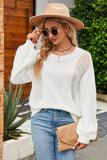 Openwork Round Neck Dropped Shoulder Knit Top