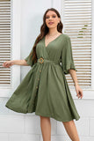 Plus Size Surplice Neck Half Sleeve Dress