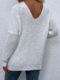 Rib-Knit V-Neck Tunic Sweater